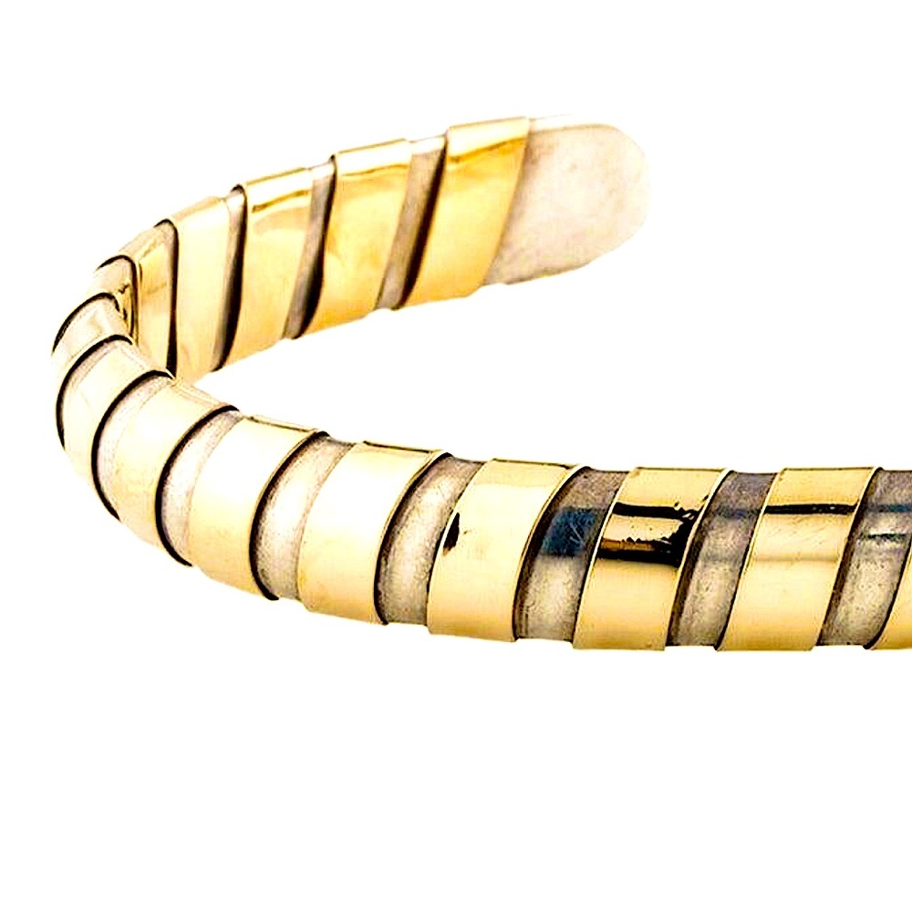 CARTIER VINTAGE & VERY RARE TUBOGAS 18K YELLOW GOLD & Sterling Cuff.  30 Grams - Picture 4 of 12